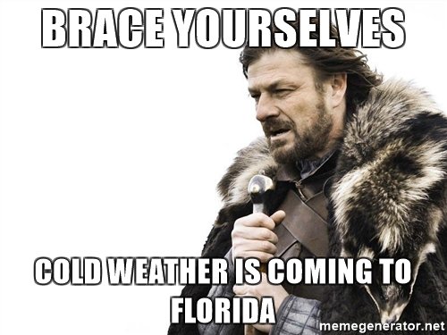 brace yourselves cold weather is coming to florida